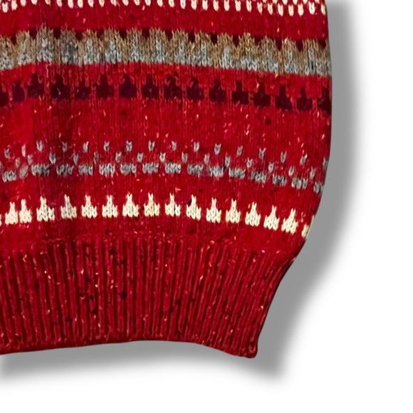 Vintage Lizwear Sweater Chunky Knit Turtleneck Red Nordic Stripes Medium - Picture 6 of 9